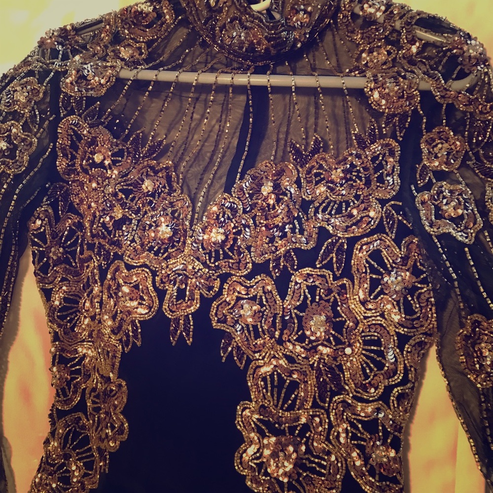 Cache Black and Gold Gown